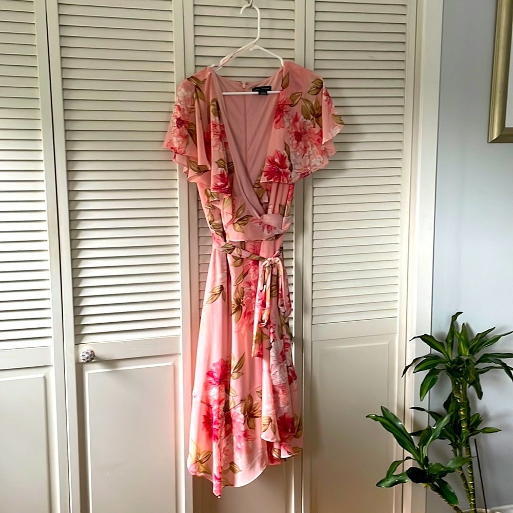 Jessica Howard Pink Flower Faux Wrap Dress 16W